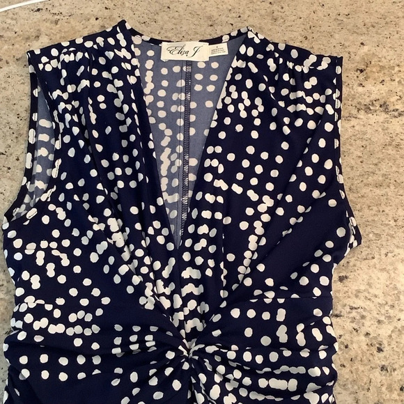 Eliza J Sleeveless Navy & White Polka Dot Dress Size 4 - Picture 6 of 8